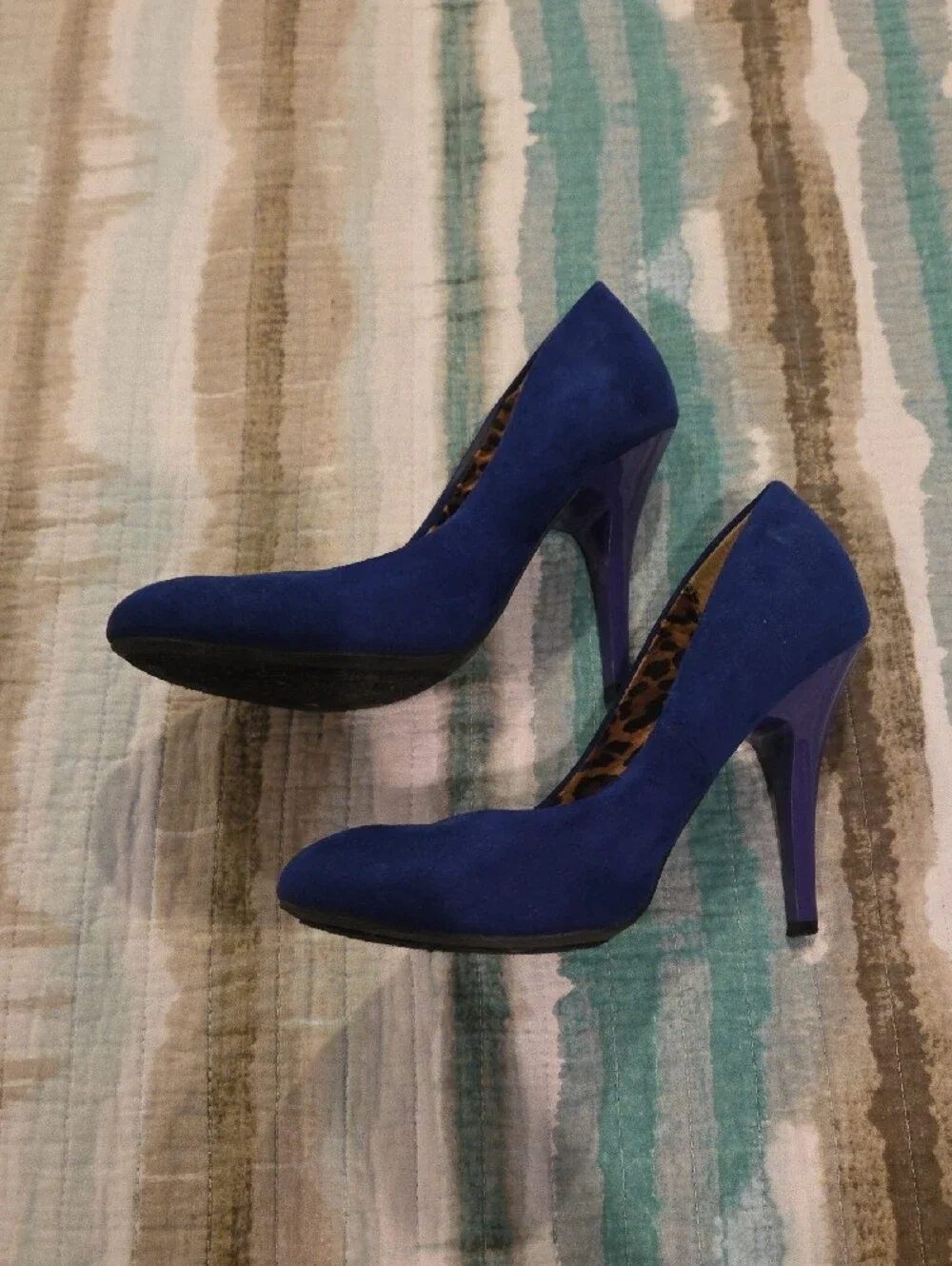 Guess Cobalt Blue Suede Rounded Toe Stiletto Pumps - Women's Heels